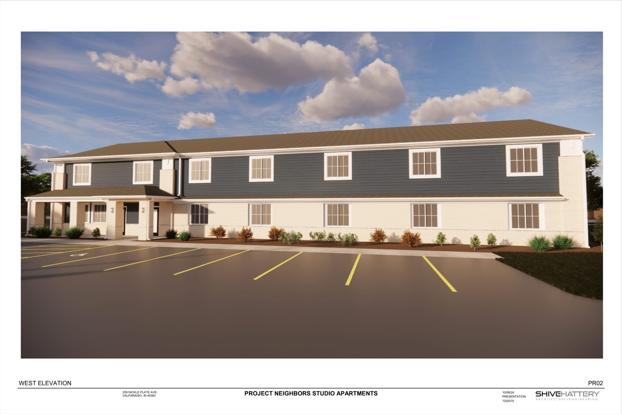 PN - Rendering - West Elev-1 Rendering of a 24-unit studio apartment building